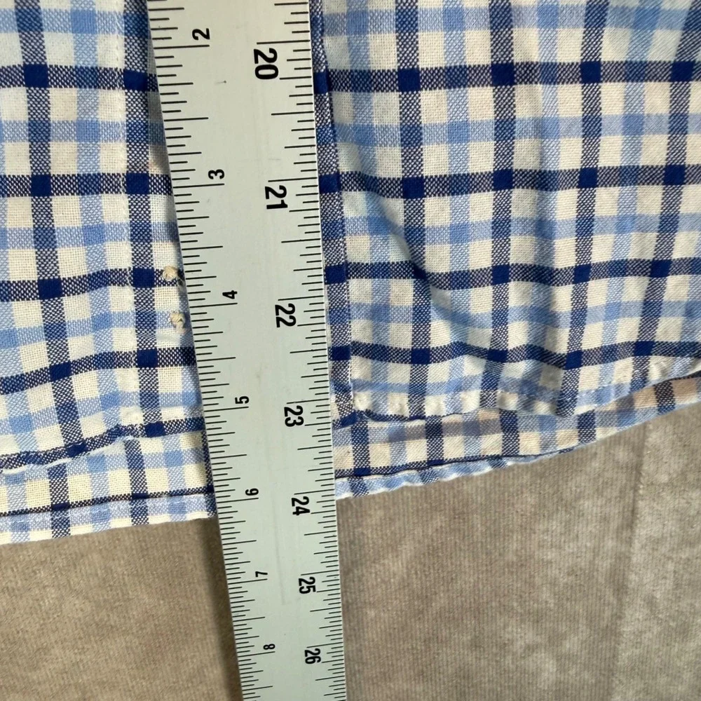 Ralph Lauren Button Down Shirt Boys M 10-12 Blue White Plaid Long Sleeve Pony